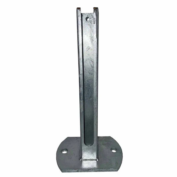 Rechte paalvoet / rechte voetplaat 15x10 cm – paalhouder 29 cm hoog, 0,5 cm dik