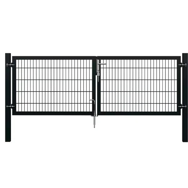 Dubbele tuinpoort 3 m  met dubbelstaafmatvulling 8/6/8 | Antraciet of groen | Stabiel & verzinkt